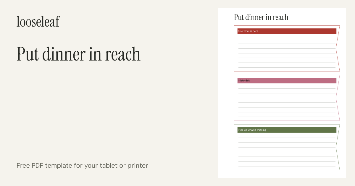 Preview of Put dinner in reach