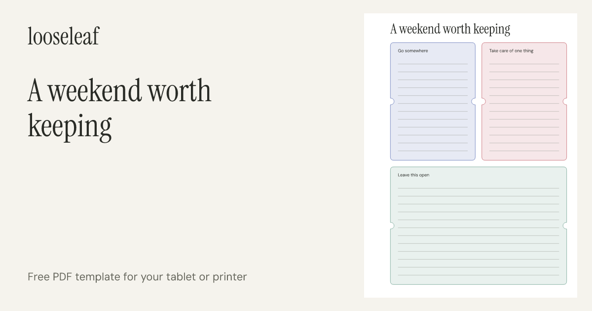 Preview of A weekend worth keeping