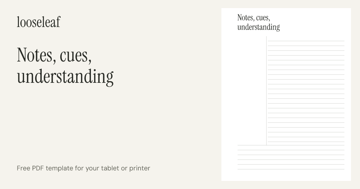 Preview of Notes, cues, understanding