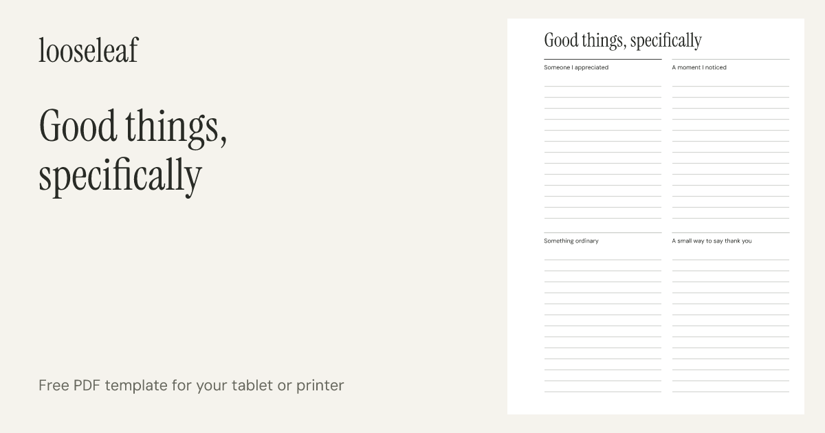 Preview of Good things, specifically