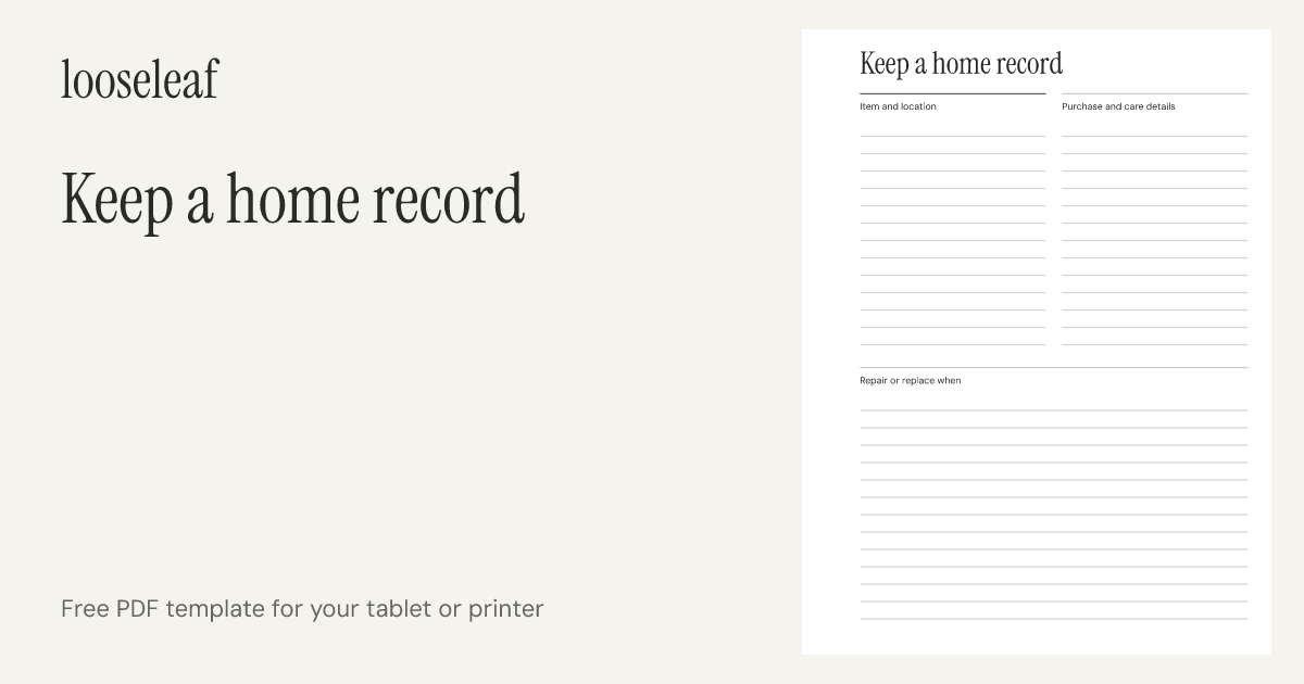 Preview of Keep a home record