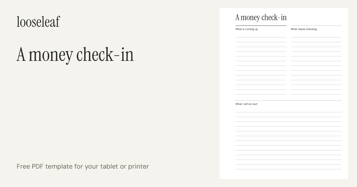 Preview of A money check-in