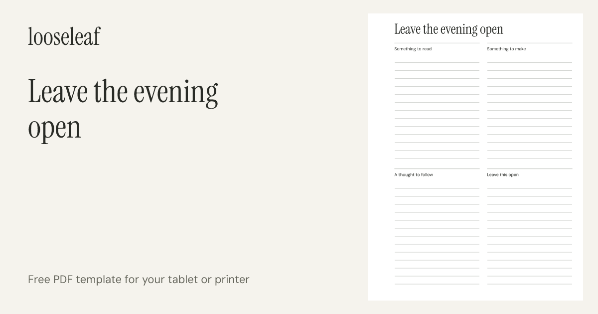 Preview of Leave the evening open
