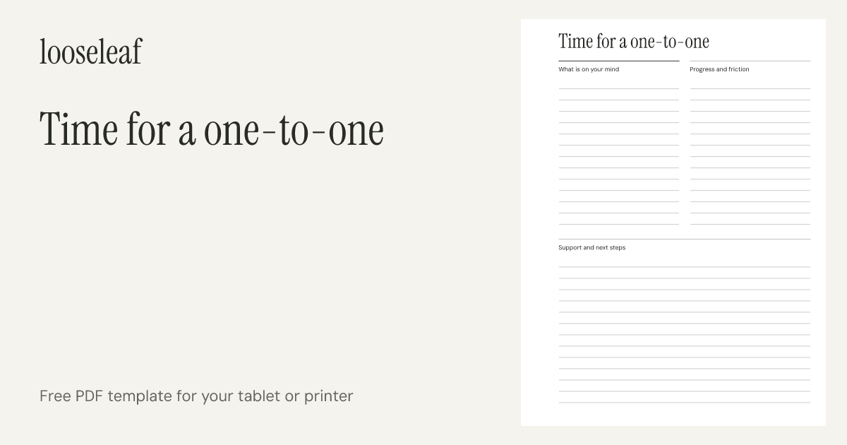 Preview of Time for a one-to-one