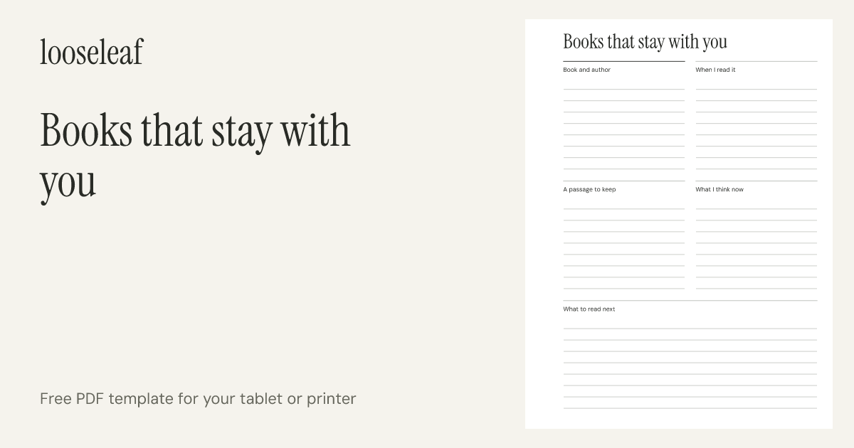 Preview of Books that stay with you
