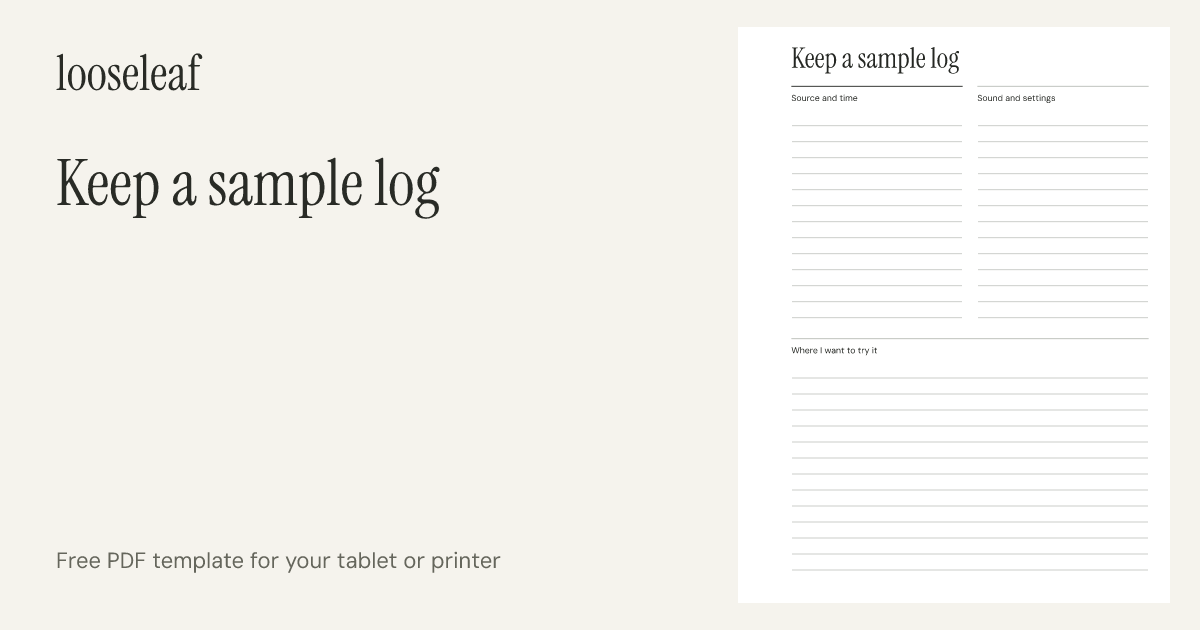 Preview of Keep a sample log