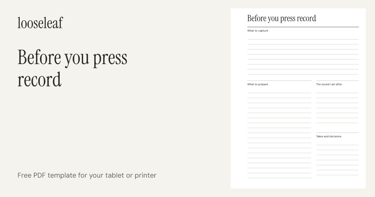 Preview of Before you press record